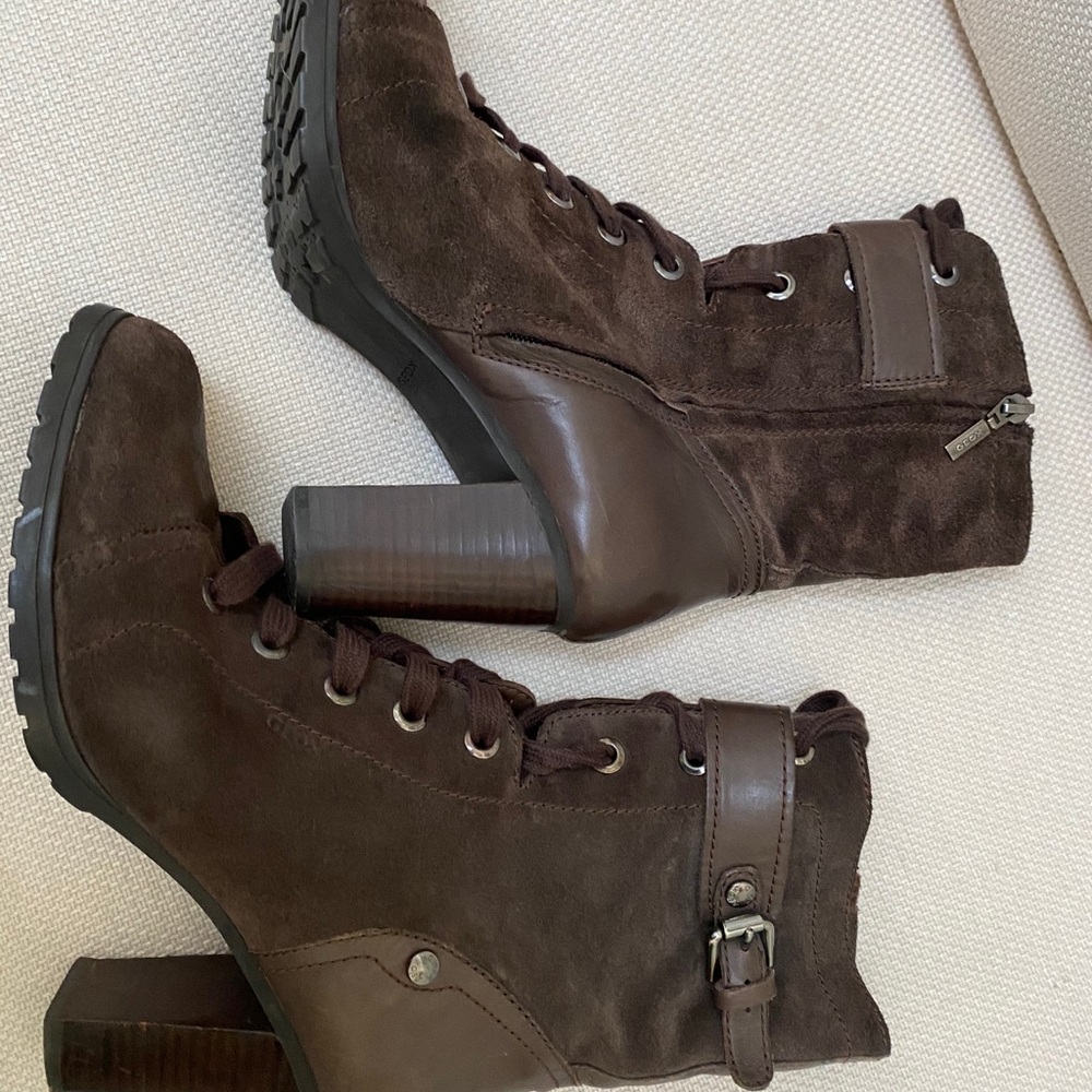 GEOX Boots side Zipper & lace up brown - Picture 4 of 7